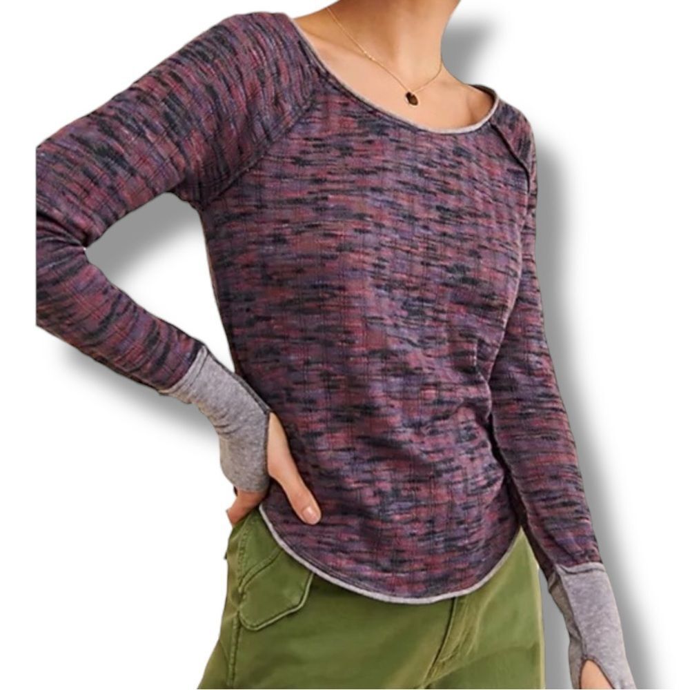 Free People Purple Mauve Crew Neck